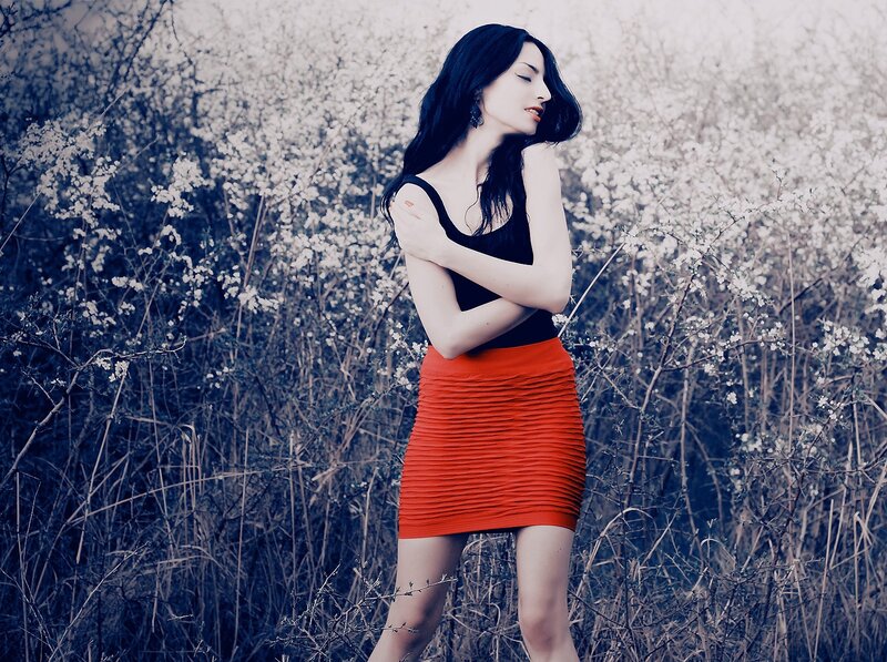 Woman in Red Skirt — Serene, Spring