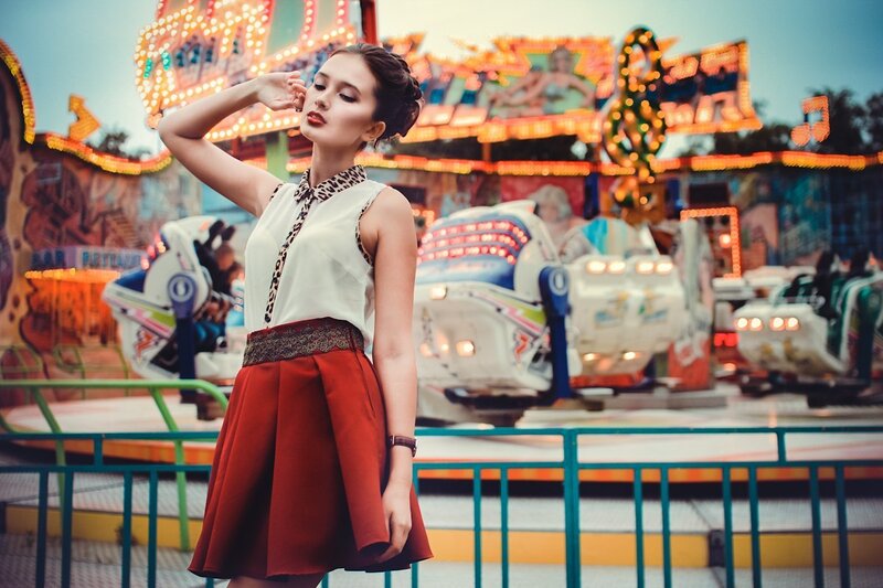 Woman in Red Skirt — Vibrant