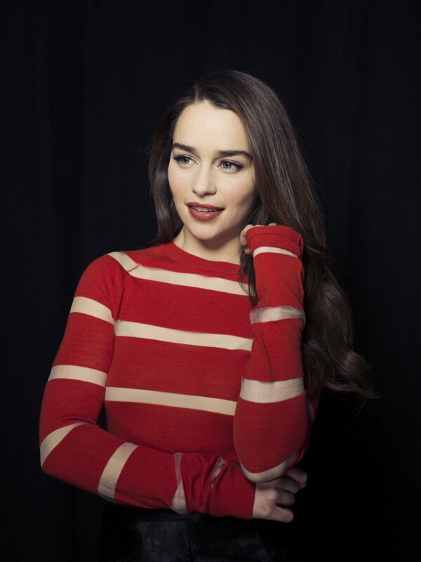 woman in red striped sweater