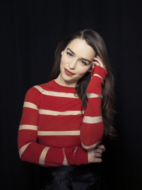 woman in red striped sweater