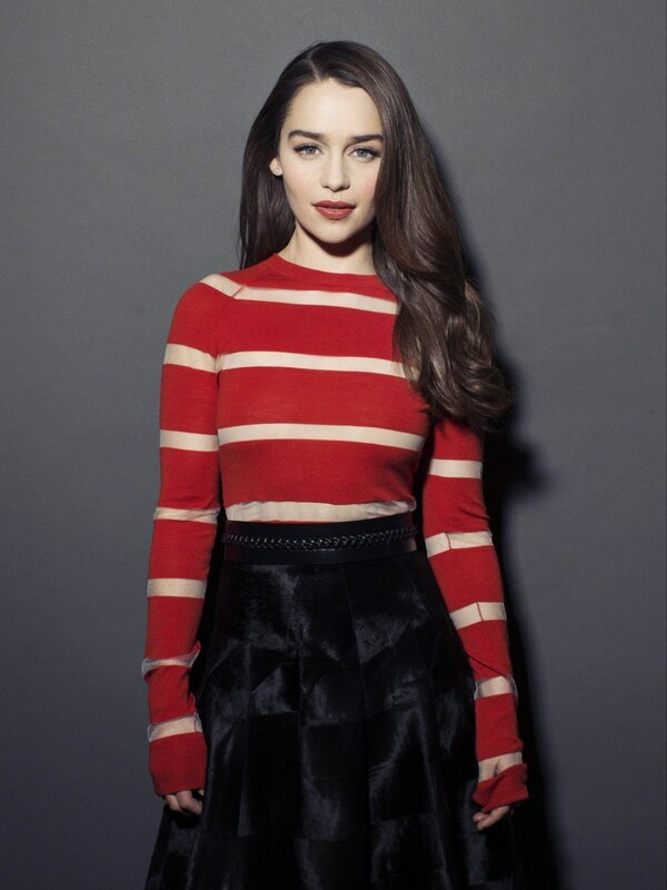 woman in red striped sweater