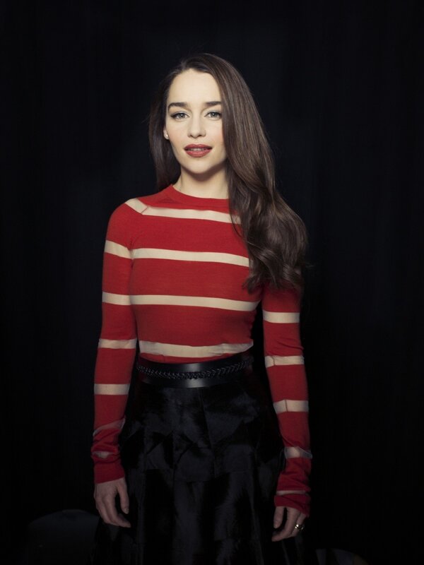 Woman in red striped sweater