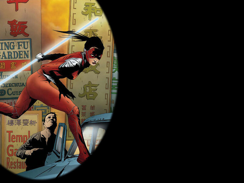 Woman in Red Suit — Dramatic, Night