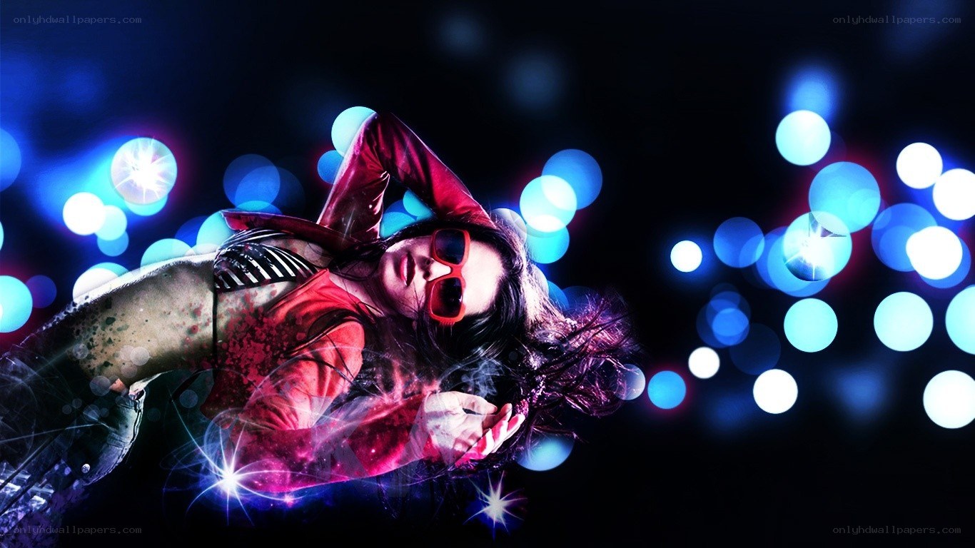 woman in red sunglasses dancing