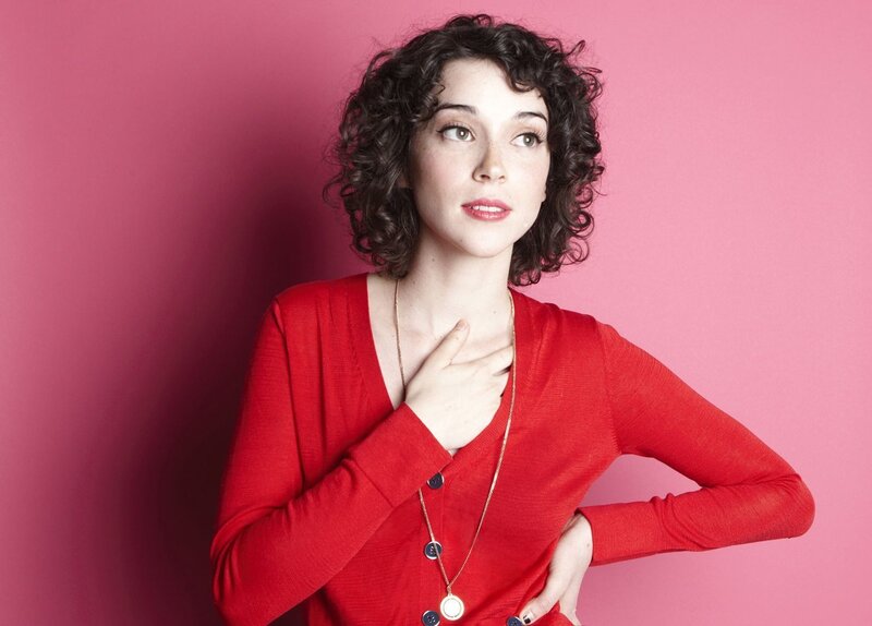 woman in red sweater
