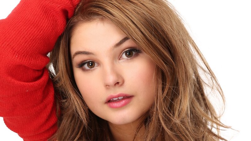 woman in red sweater