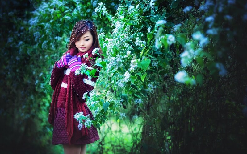 Woman in Red Sweater — Serene, Spring