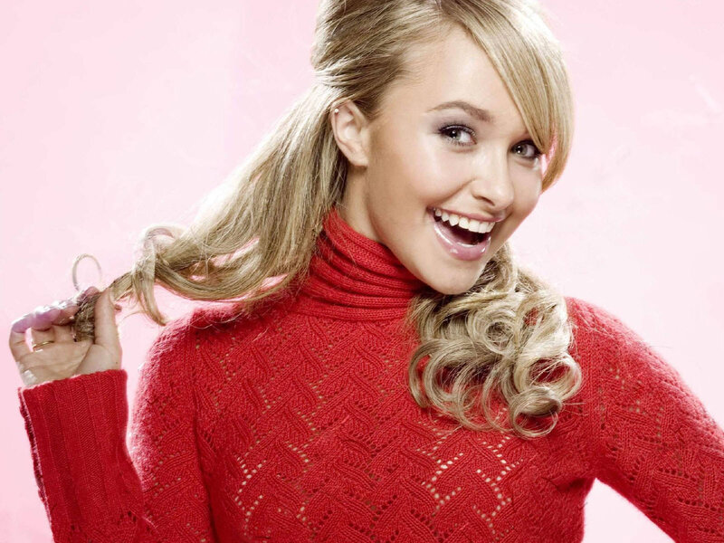 woman in red sweater smiling