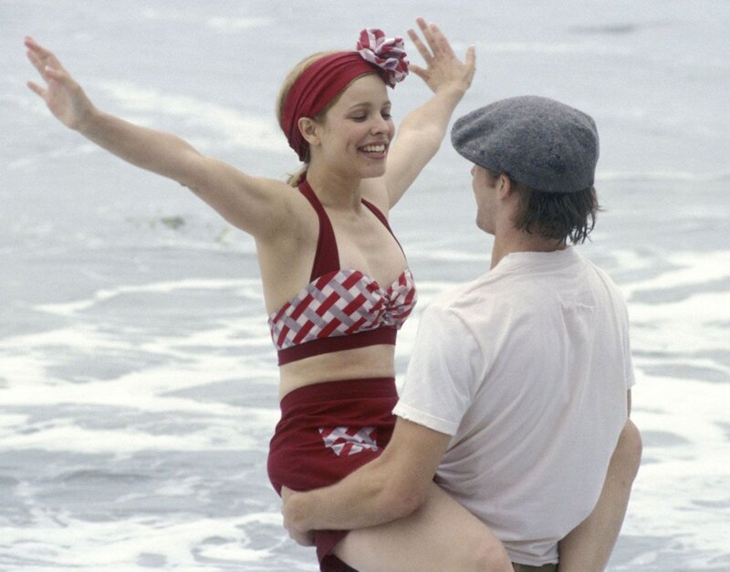 woman in red swimsuit on beach