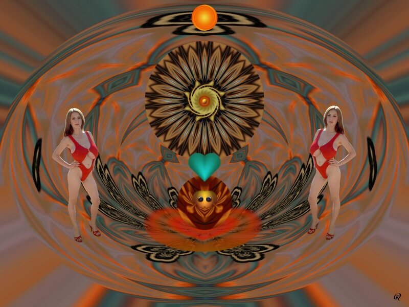 Woman in Red Swimsuit — Orange
