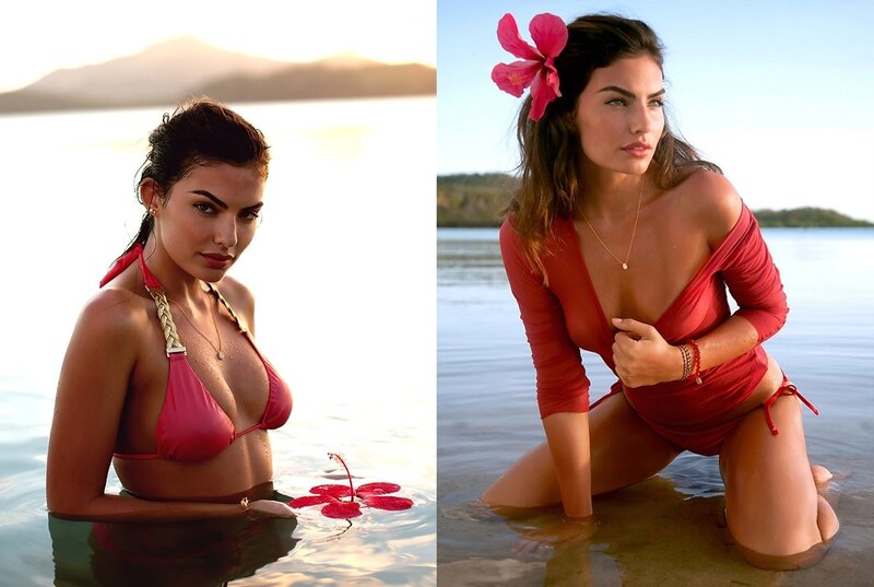 Woman in Red Swimsuit — Serene, Sunset