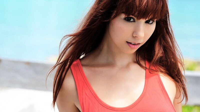 woman in red tank top