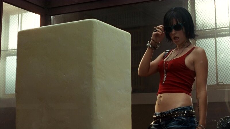 woman in red tank top
