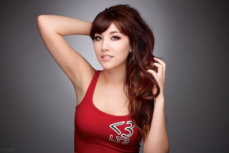 woman in red tank top