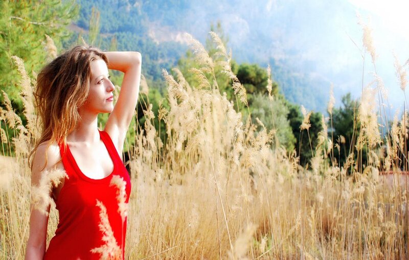 Woman in Red Tank Top — Serene