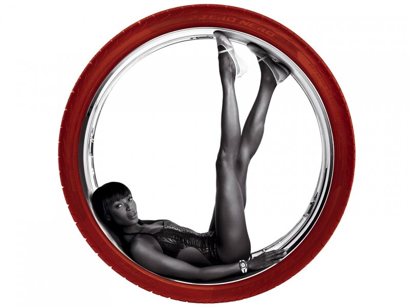 woman in red tire wheel