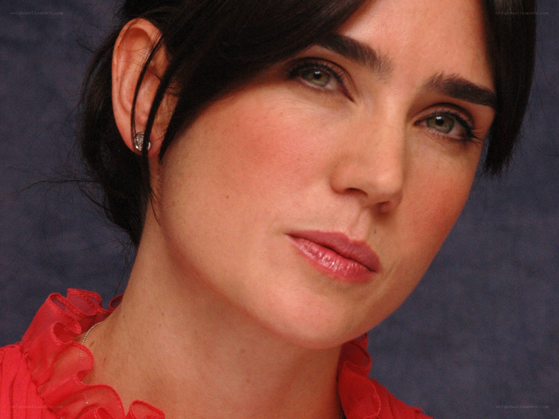 woman in red top