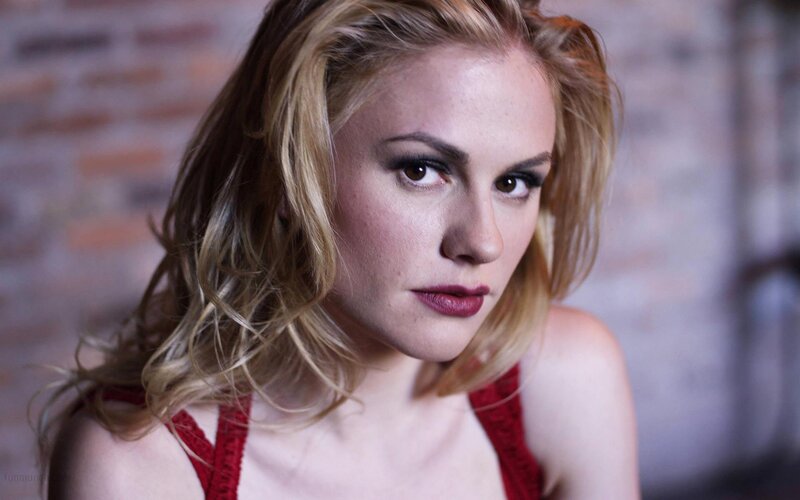 woman in red top