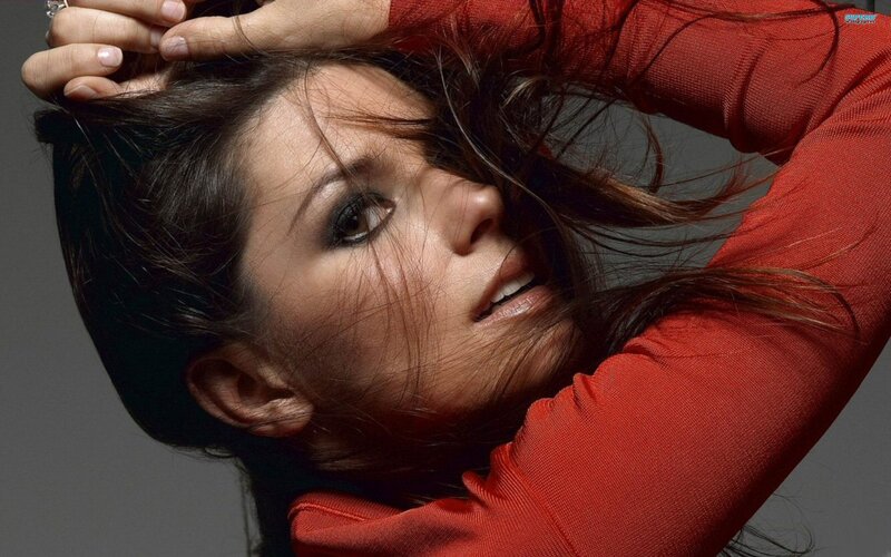 woman in red top