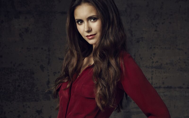 woman in red top
