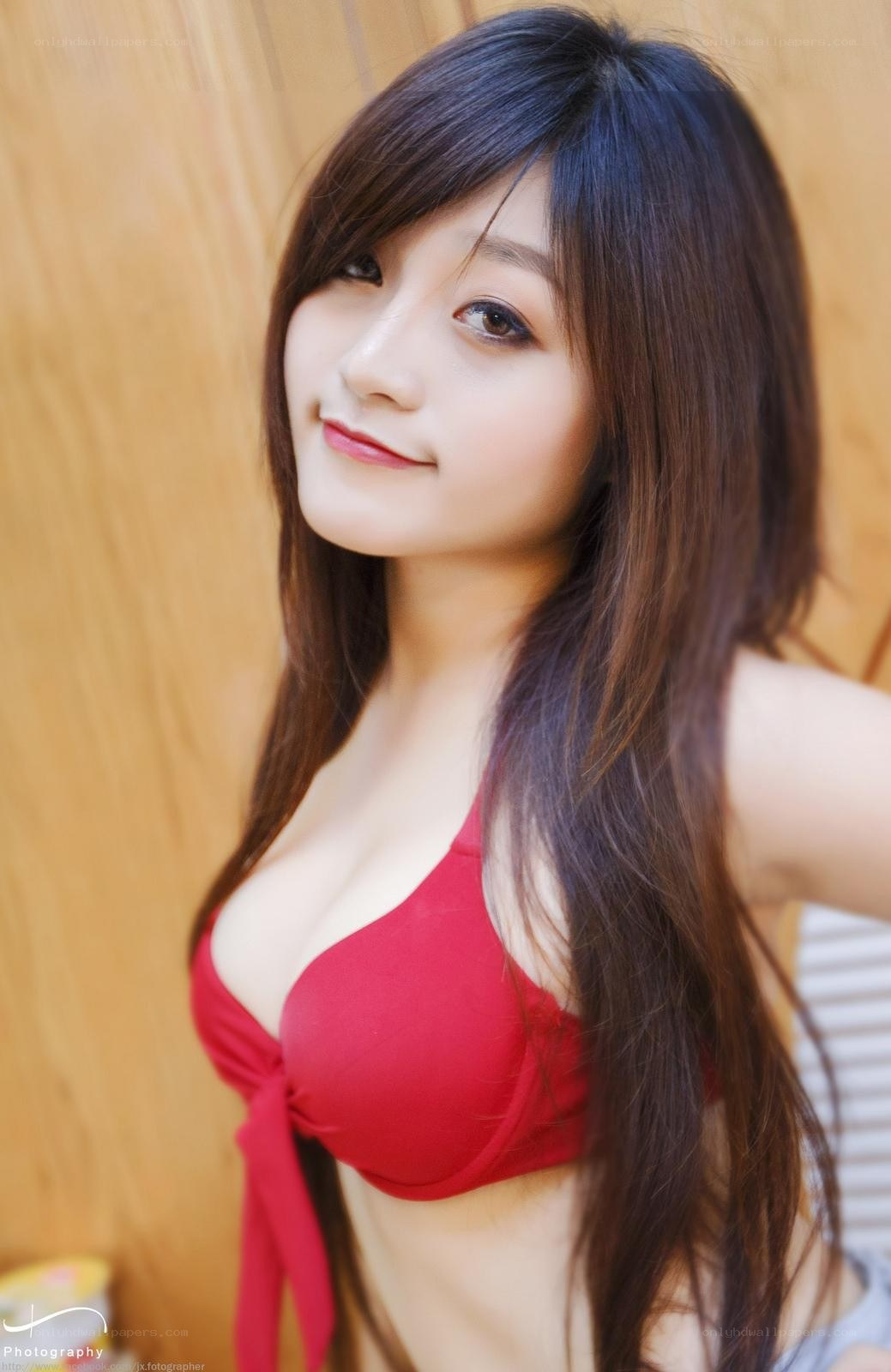 woman in red top
