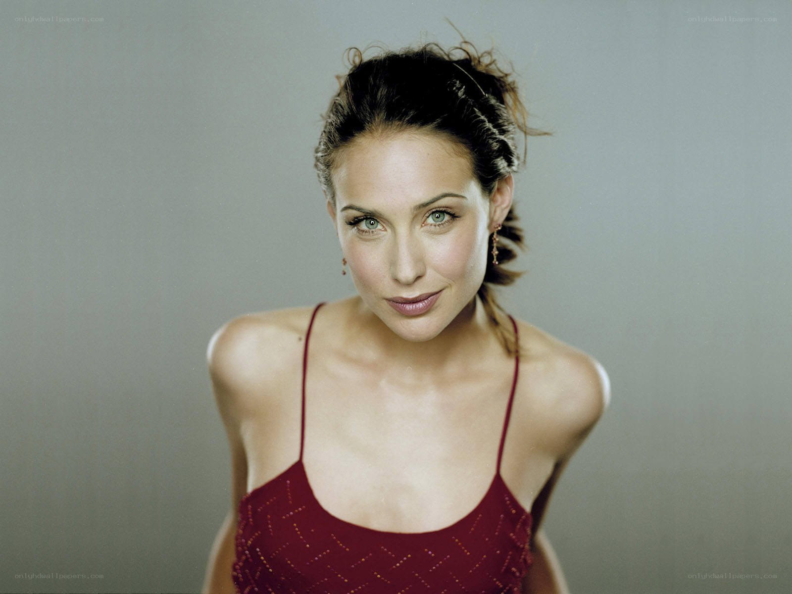 woman in red top