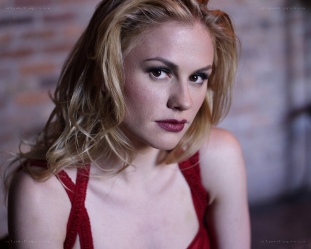 woman in red top