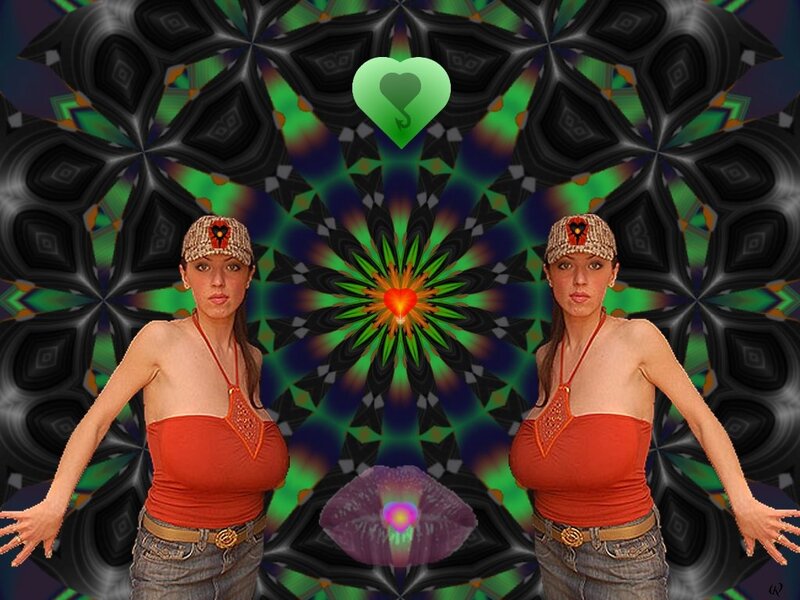 Woman in Red Top — Green, Psychedelic