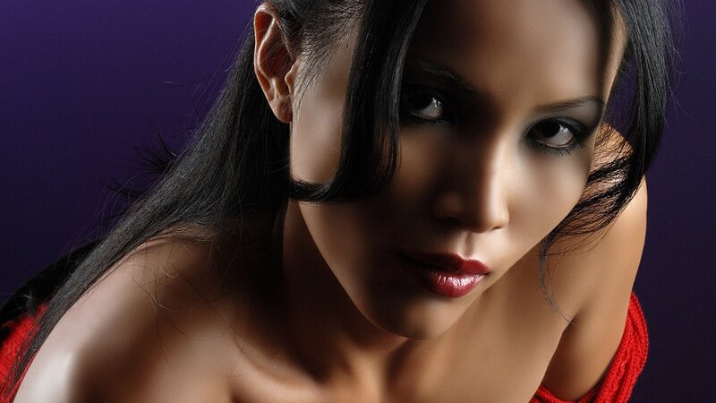 woman in red top portrait