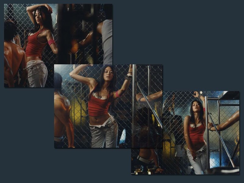 woman in red top posing