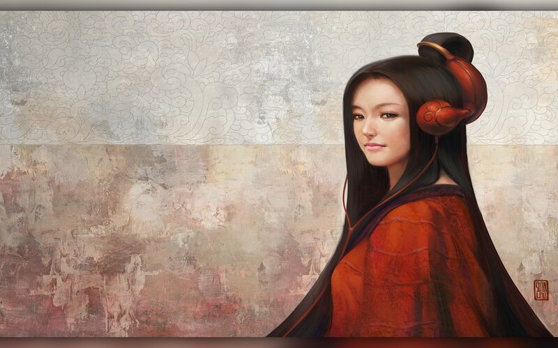 woman in red traditional attire