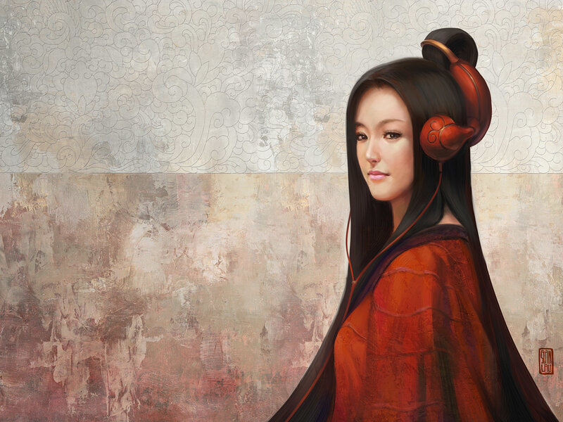 woman in red traditional attire