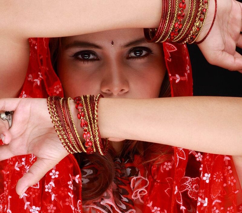woman in red traditional attire
