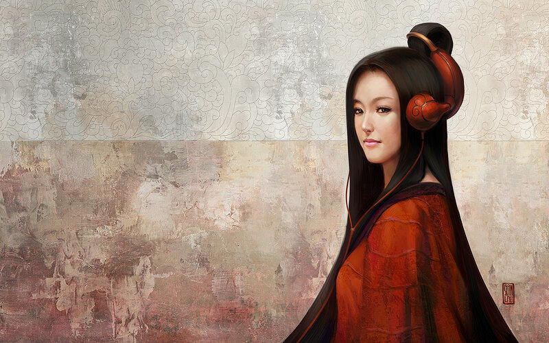 woman in red traditional attire