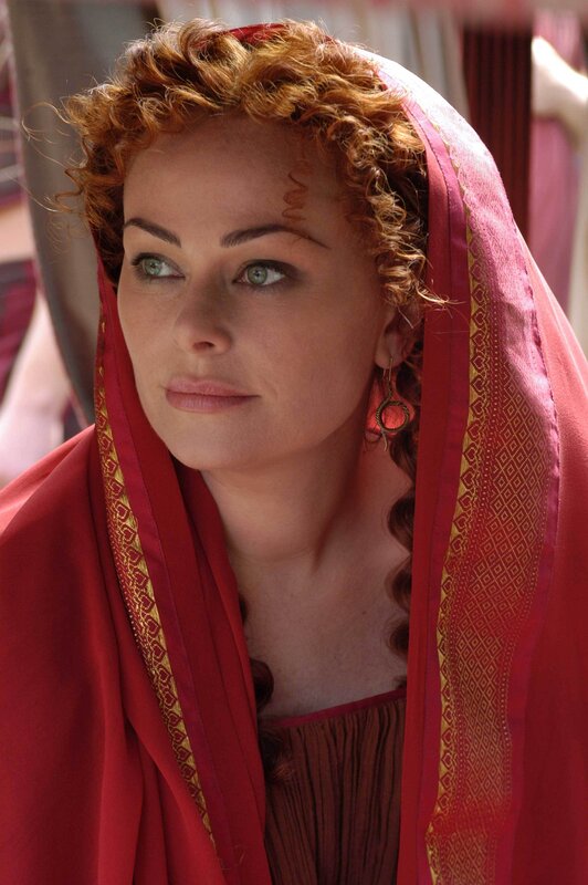 woman in red veil