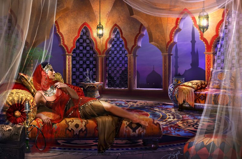 Woman in Red Veil — Serene