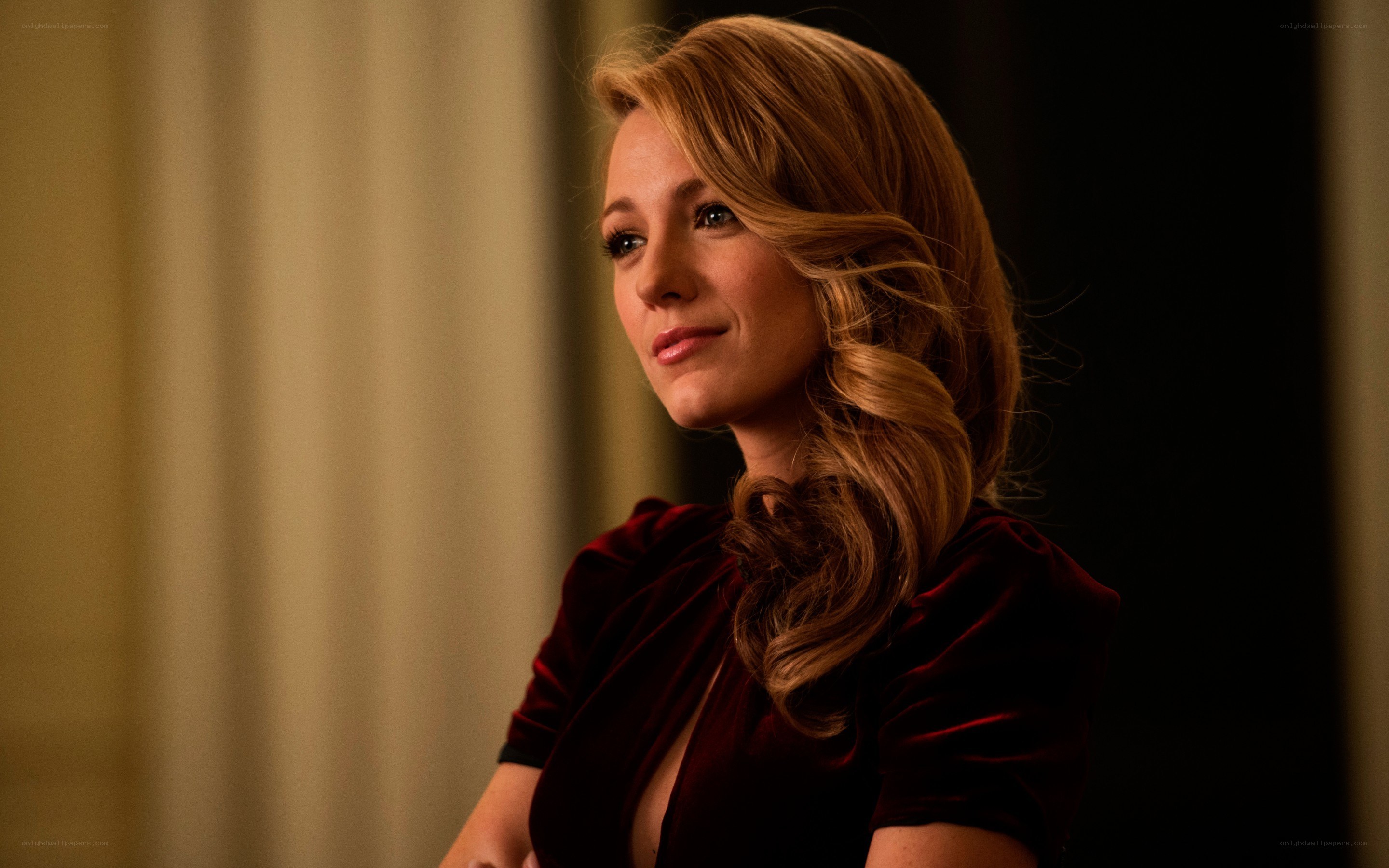 woman in red velvet dress