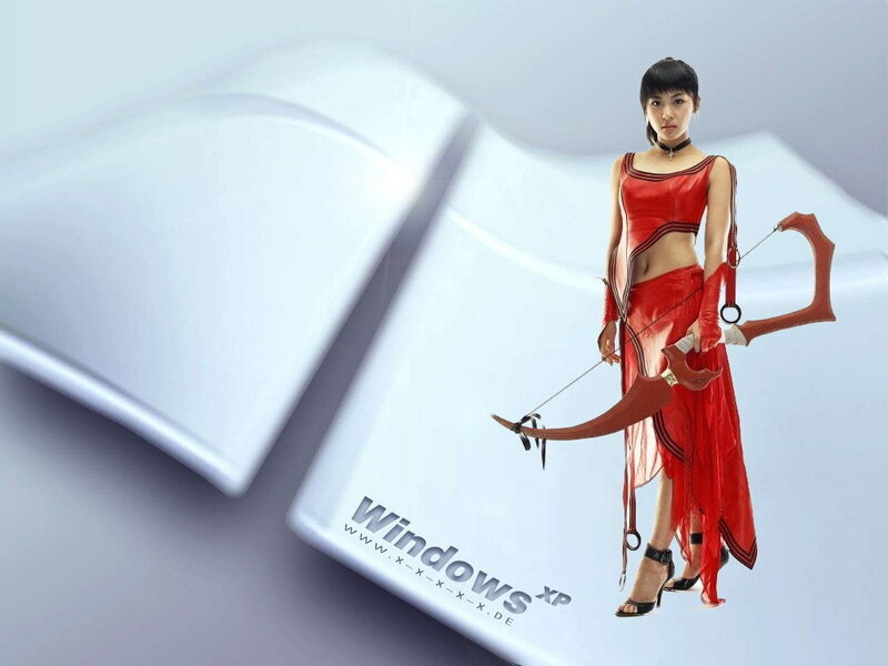 woman in red with bow and arrow