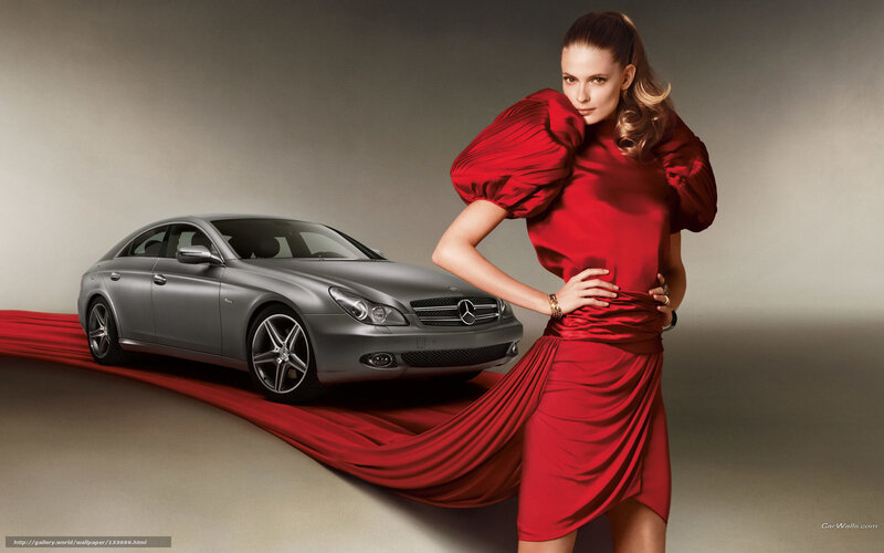 Woman in red with Mercedes-Benz