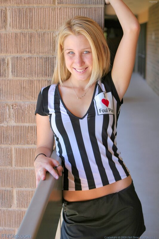 Woman in referee shirt