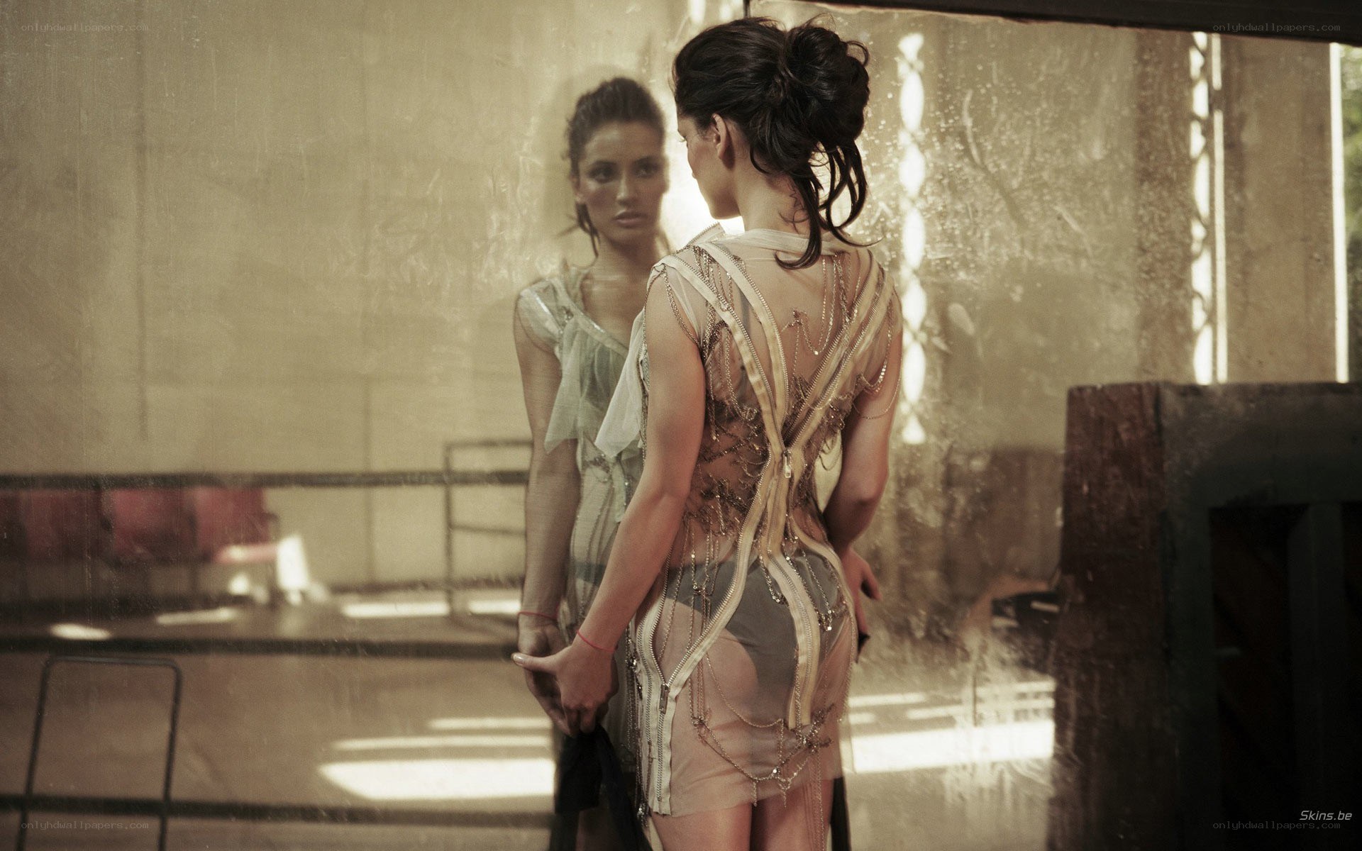 woman in reflective space