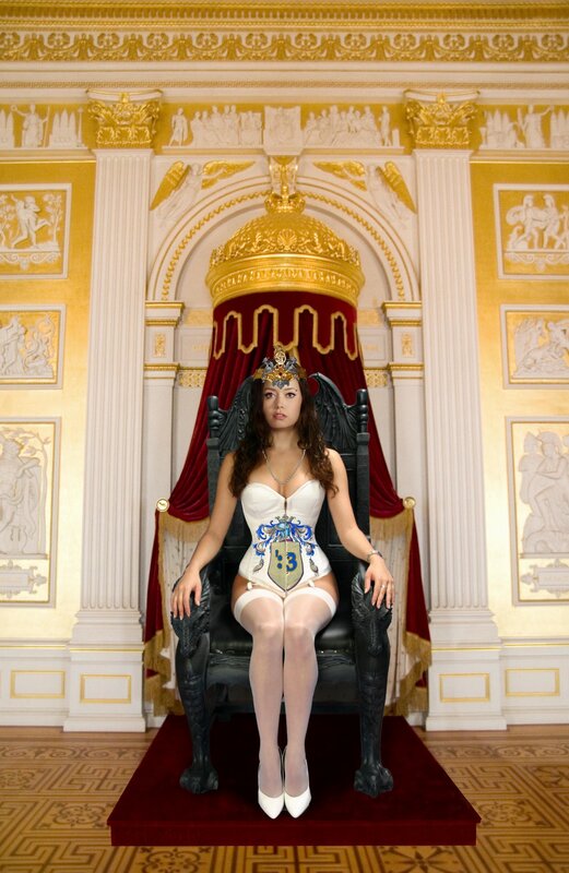 woman in regal attire on throne