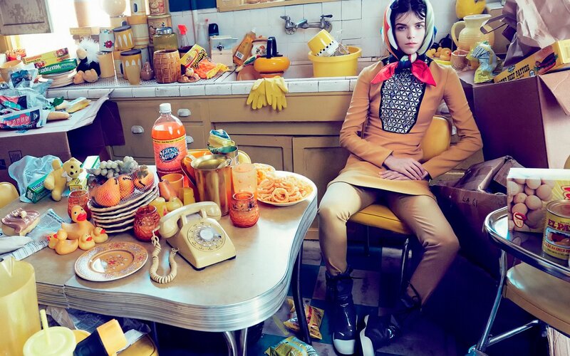 woman in retro kitchen