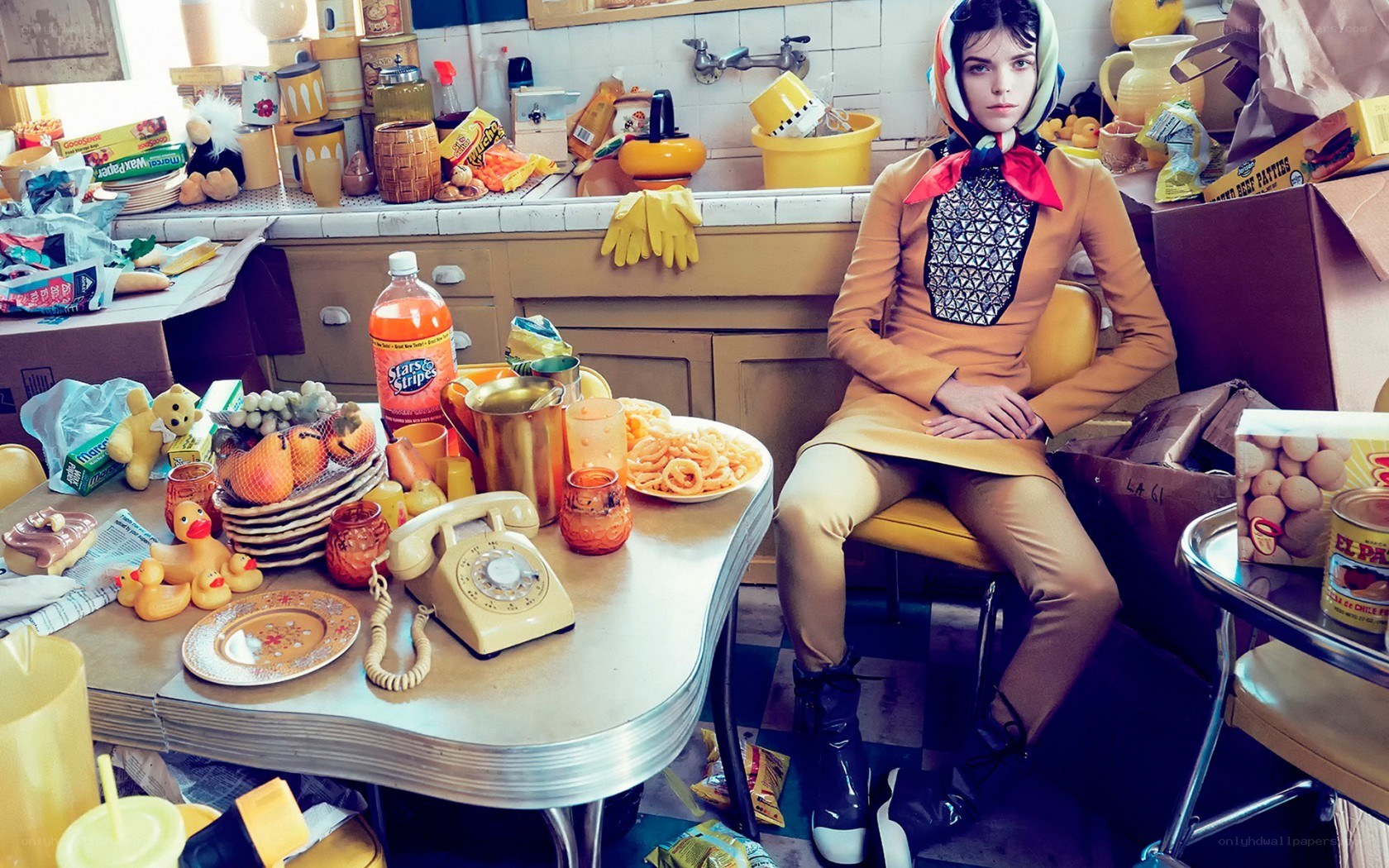 woman in retro kitchen