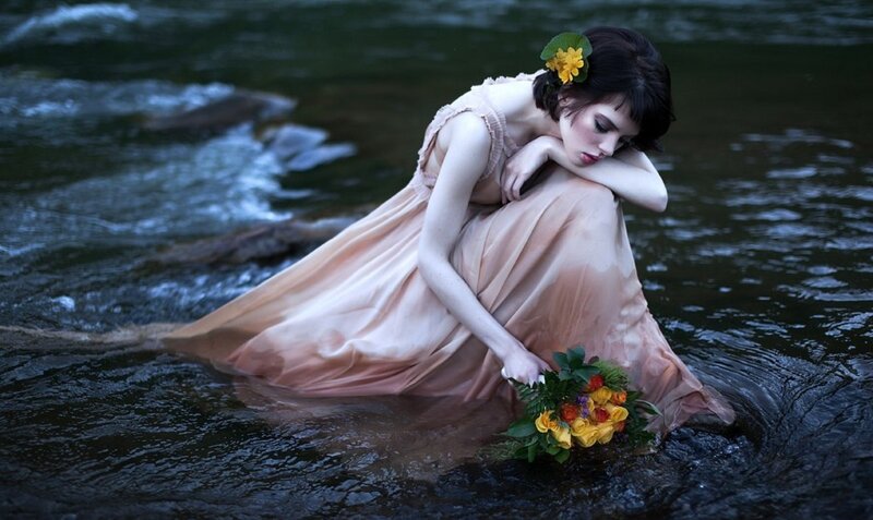 Woman in River — Pink