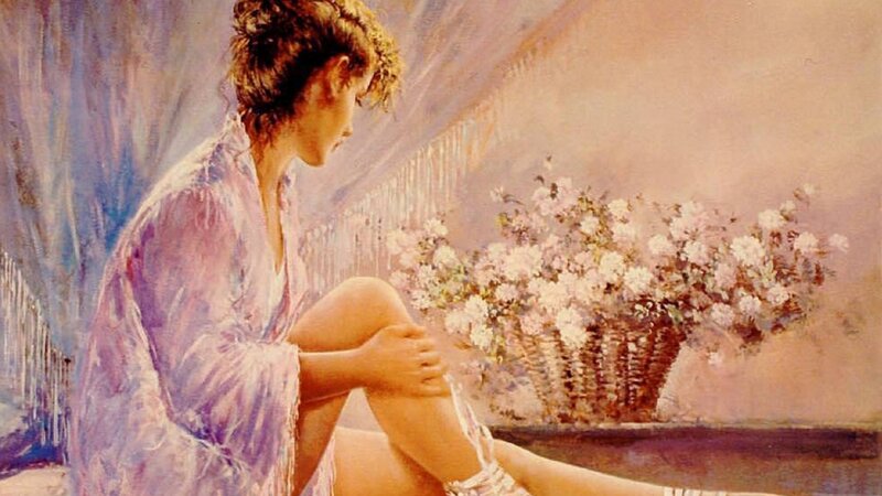 Woman in Robe Sitting