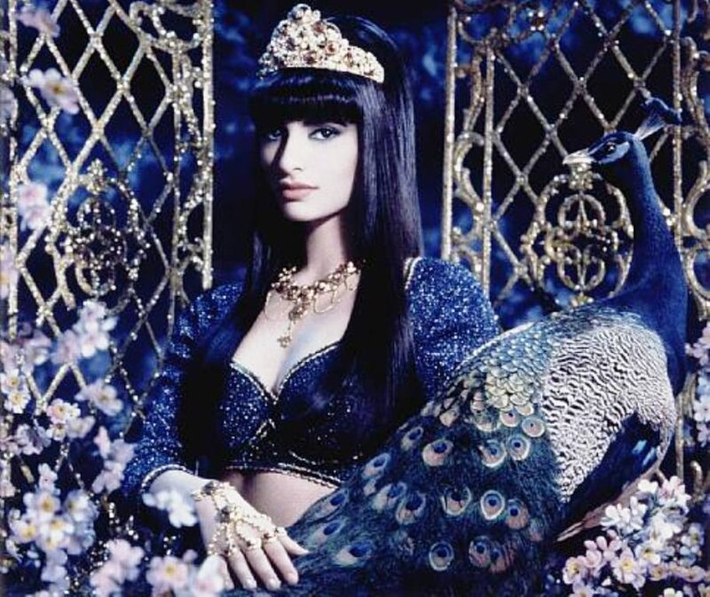 woman in royal blue costume