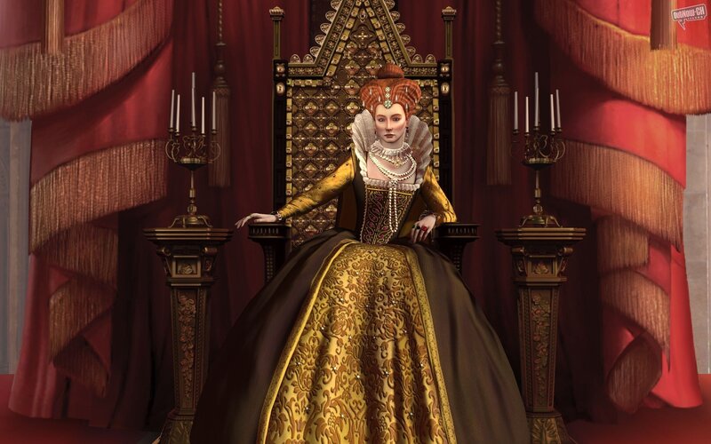 Woman in Royal Gown — Red