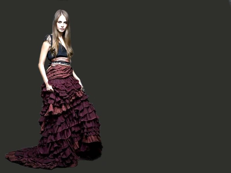 Woman in Ruffled Dress — Maroon