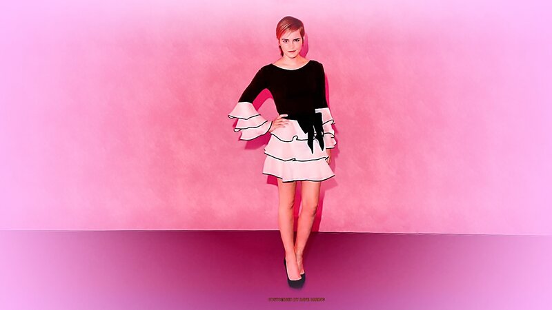 Woman in Ruffled Dress — Pink, Confident, Photograph